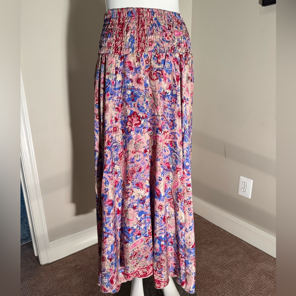 Pink and Purple Smocked Maxi Skirt Resort Wear